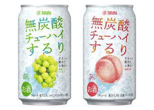 無炭酸チューハイ「するり」宝酒造から、マスカットと白桃の2フレーバー