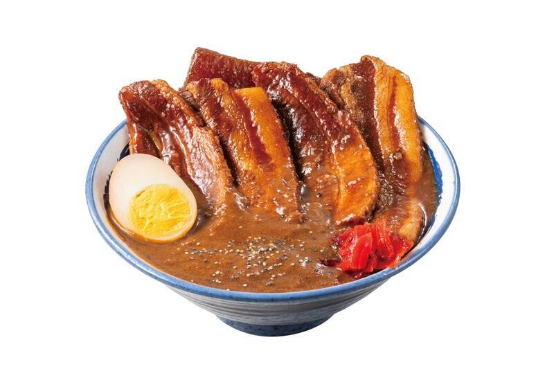 肉めし専門店の豪快「ポークカレー」！ 厚切り豚バラが丼にドーン