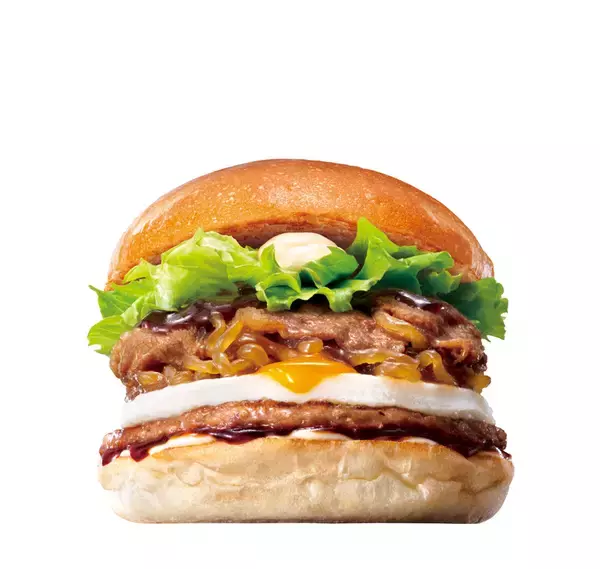 「半熟風たまごがとろ～り！「とろたま牛すき焼きバーガー」がやってくる！ 嬉しい「倍盛り」も」の画像