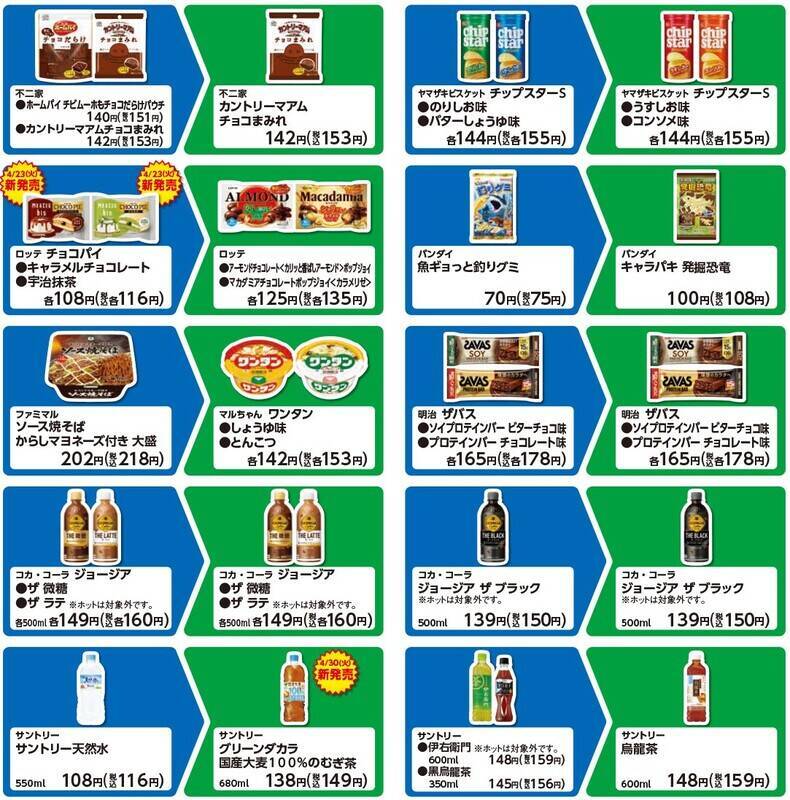 ファミマ「1個買うと、1個もらえる」 お菓子・ドリンク・カップ麺