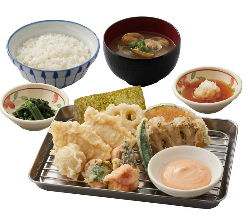 天ぷら×明太子定食、ご飯はおかわり自由！こりゃどんどん進んじゃう！