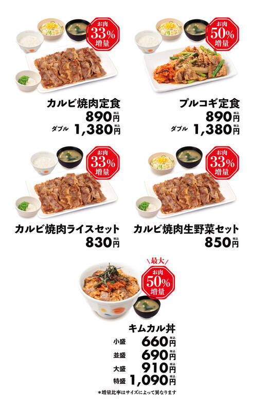 【本日から】松屋「カルビ」増量！ プルコギも対象、なんと最大50％増し