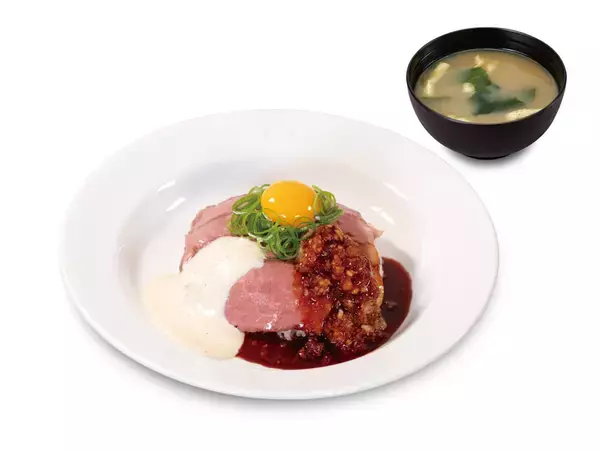 「すごっ。松屋ローストビーフと牛めしの合い盛り（みそ汁付き）本日スタート」の画像