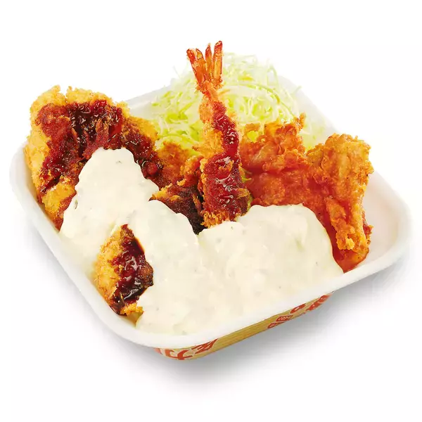 「背徳タルタル祭り！かつや「タルタル盛り揚げ丼」4種揚げ物でぶちあがるぞ」の画像