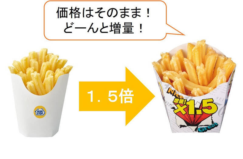 かなりお得！ポテト1.5倍に増量、期間限定セール