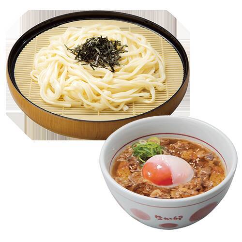 なか卯の月見は牛肉×温たま！ 「月見温たま牛肉つけうどん」旨辛バージョンも登場