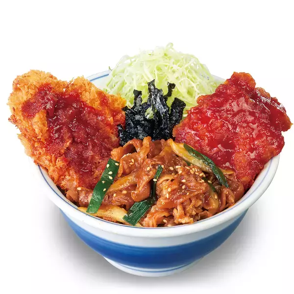「かつや渾身！牛×豚×鶏の「プルコギビビンカツ丼」がド迫力」の画像