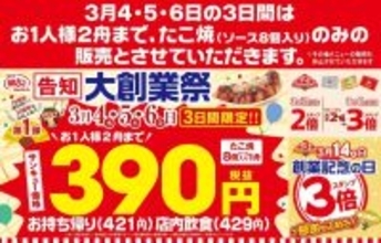 銀だこが200円以上も安く！年に一度の「大創業祭」で3日間だけ超特価に