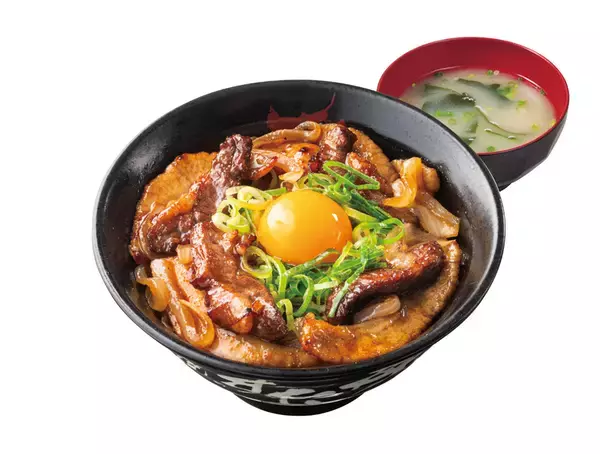 「500g超のガッツリ系！厚切り牛カルビ×豚トロの肉まみれコンビ丼」の画像