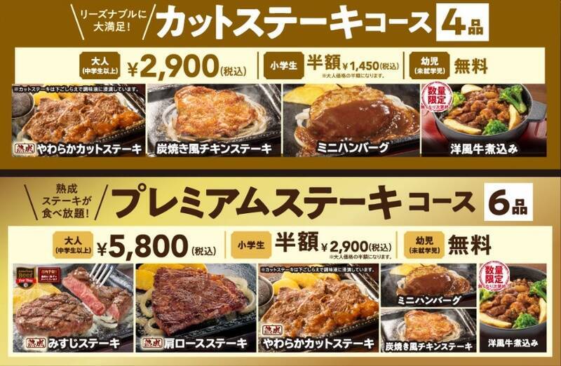 ステーキガスト「ステーキ食べ放題」終了へ 90分制・2900円～、最後に食べまくれ