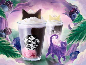 スタバに“猫耳フラペチーノ”！ 黒耳or白耳、どっちにする？