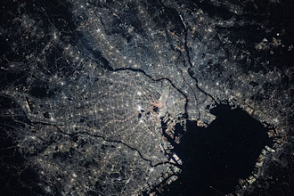 ISS（国際宇宙ステーション）からみた東京周辺の夜景（2026年1月4日撮影）