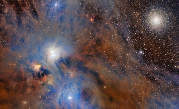 地球に近い星形成領域とはるか遠くのシャンデリア星団　ダークエネルギーカメラで撮影