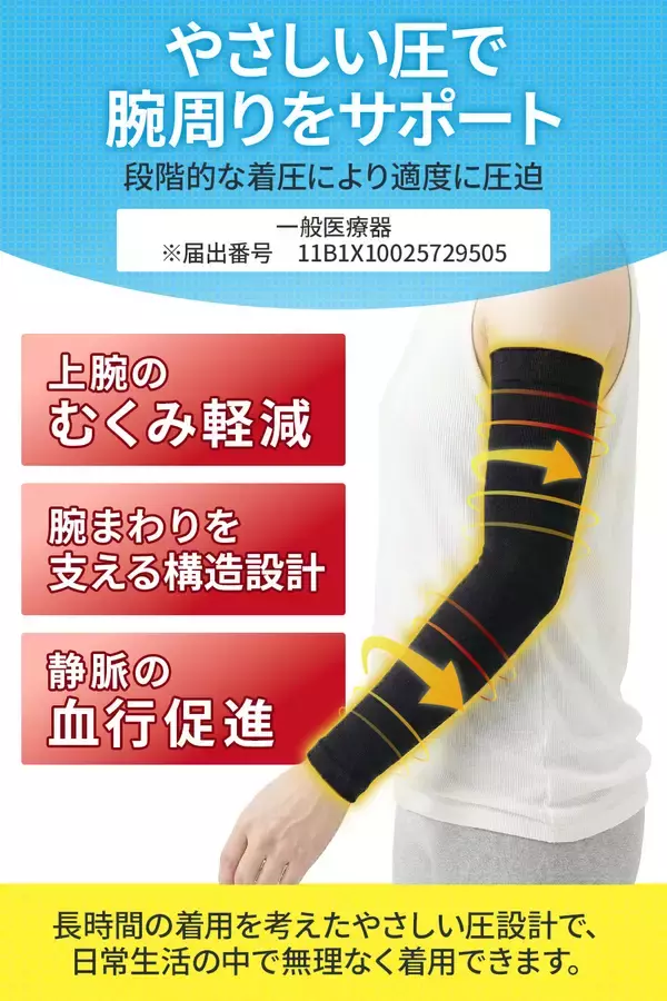 「【新商品】「ラクラク歩行」シリーズより腕まわりの違和感に寄り添う「メディカルアームスリーブ」登場」の画像
