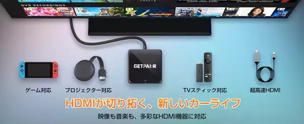 「「HDMI非搭載の純正モニター」を戦力化。挿すだけでワイヤレスCarPlay／Android Autoを起動し、HDMI入力も増設する「GetPairr TV」──抜き差しも待ち時間も削って、ドライブを“途切れさせない”。」の画像