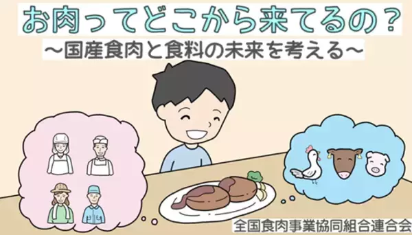 「お肉ってどこから来てるの？～国産食肉と食料の未来を考える～食育「パラパラ漫画動画」公開」の画像