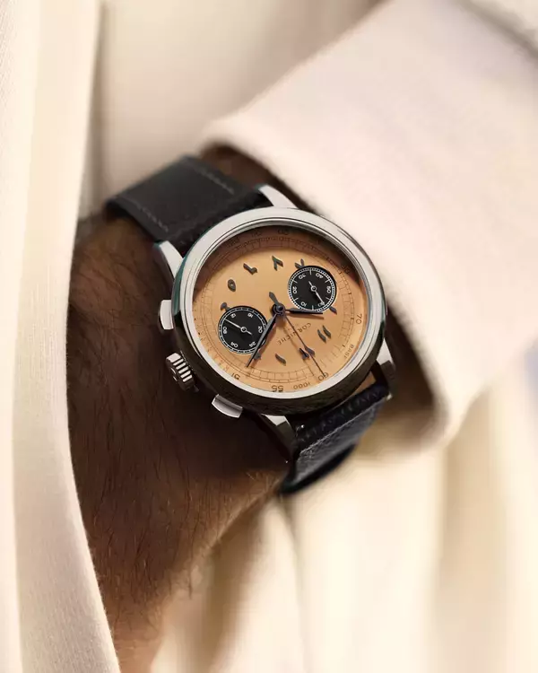 「スウェーデン発「CORNICHE」 - 250本限定クロノグラフモデルアラビア語数字が際立つサーモンダイヤル「Mirage Chronograph（ミラージュ クロノグラフ）」登場」の画像