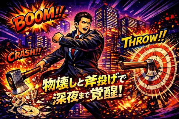 【終電後の新常識】物壊しと斧投げバーで西新宿・大阪心斎橋・名古屋錦で深夜営業開始！