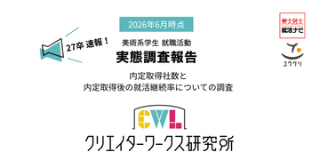 調査速報！クリエイターワークス研究所【27年卒美術系学生就活実態調査】64.4％の学生が内定未取得、内定取得済みの学生も44.4％が就職活動を継続中