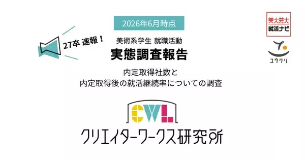 調査速報！クリエイターワークス研究所【27年卒美術系学生就活実態調査】64.4％の学生が内定未取得、内定取得済みの学生も44.4％が就職活動を継続中