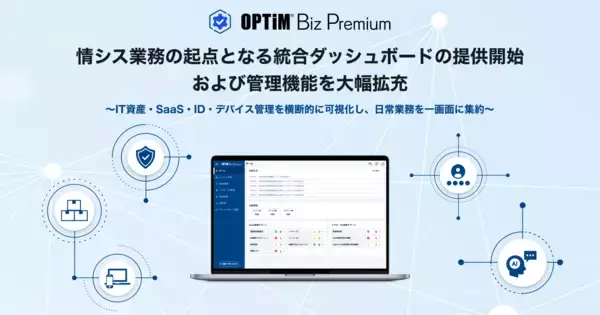 「OPTiM Biz Premium」、IT資産・SaaS・ID・デバイス管理等を一画面に集約する「統合ダッシュボード」を提供開始　モバイルのシャドーIT検知にも対応、情シス業務の「起点」として意思決定を高速化