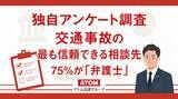 「交通事故の「最も信頼できる相談先」として、75%が「弁護士」と回答。アトム法律グループがのべ17,000件以上の回答を集めたアンケート調査を実施」の画像1
