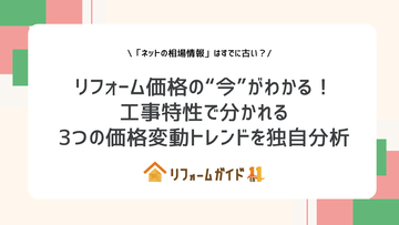 「ネットの相場情報」はすでに古い？リフォーム価格の“今”がわかる！工事特性で分かれる3つの価格変動トレンドを独自分析、リフォーム費用の価格変動に関する調査結果を発表