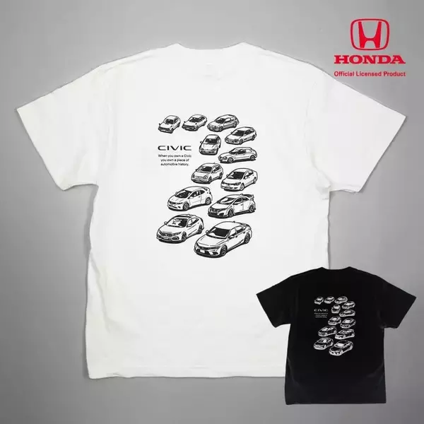 「「歴代 Honda シビック」デザインTシャツにブラックが登場！」の画像