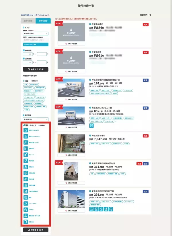 「特殊用途の事業用不動産、「探している案件」と「物件」をつなぐマッチングプラットフォーム「B2B不動産＋」を9月3日開設」の画像