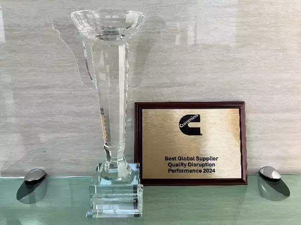 大同メタル工業、米国カミンズ社より「Best Global Supplier Quality Disruption Performance 2024」を受賞
