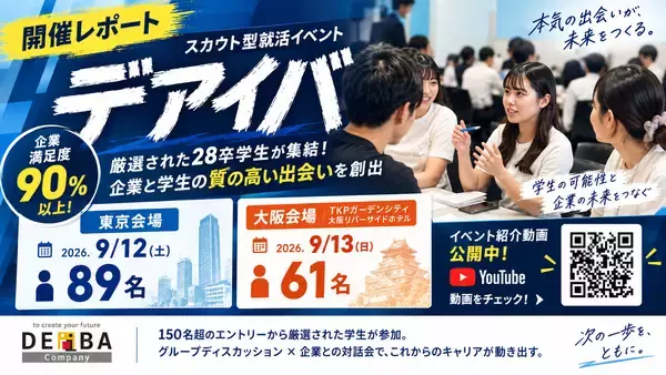 【開催レポート】約150名の応募から厳選された東京89名・大阪61名が参加！スカウト型就活イベント「デアイバ」を開催｜企業評価公開