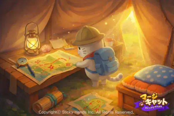 「マージ×猫×ストーリーのスマホ向けパズルアドベンチャー『マージキャット：キャットピアパズル』正式サービス開始！」の画像