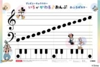「ディズニーキャラクター　みて・あそんで・記憶にのこる 色がかわる♪おんぷ　お風呂ポスター」・「ディズニーキャラクター　みて・あそんで・記憶にのこる おんがくパズル　お風呂ポスター　パズルピース付」　4月20日発売！