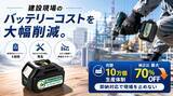 「電動工具・DIY・ハンディクリーナー用バッテリー　最大70％OFFでコストを大幅削減月間10万個の量産体制を確立　」の画像1
