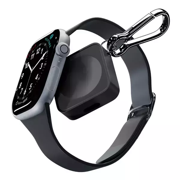 「外出先のバッテリー切れにさようなら。カラビナ付き＆2WAY入力対応のApple Watch専用コンパクト充電器を株式会社PGAが4月20日に発売」の画像
