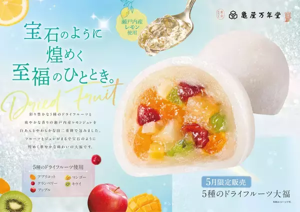 「【新商品情報｜2026年5月限定】まるで宝石を閉じ込めたような、初夏のご褒美！『5種のドライフルーツ大福』限定販売」の画像