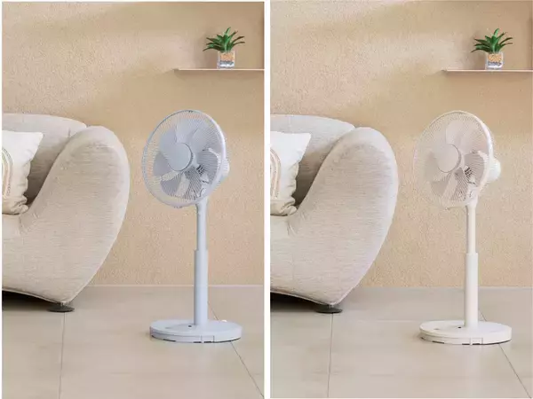 「触れたら止まる、だから安心　「タッチストップ DCリビング扇風機」を4月中旬に新発売」の画像