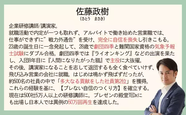 「元劇団四季主役俳優が教える、失敗しても立ち上がれる『世界一やさしい「ブレない自信」のつくり方 うまくいかない自分を変える方程式』（日本実業出版社）6月19日発売」の画像