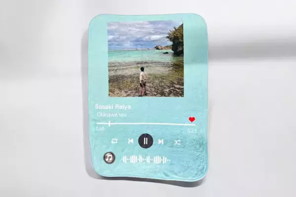 「文字入れ写真自由！フランネル素材のふわふわ「ミュージックプレイ画面ブランケット」1/28(水)～1週間限定セール」の画像