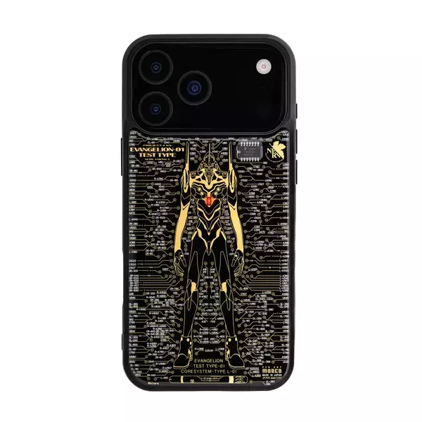 「電池無しでLEDが光るiPhone 17用ケースに『エヴァンゲリオン』が登場　基板の配線パターンで緻密に描いたアートデザイン「エヴァンゲリオン初号機」と「NERV」、「エヴァンゲリオン第13号機」デザインの3種を同時リリース」の画像