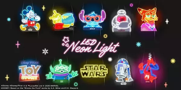 【新キャラクター登場】ディズニーキャラクターが光る「LEDネオンライト」を株式会社PGAが発売！10段階調光＆2WAY設置でお部屋をかわいく演出