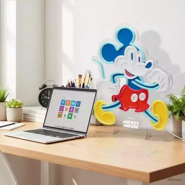 「【新キャラクター登場】ディズニーキャラクターが光る「LEDネオンライト」を株式会社PGAが発売！10段階調光＆2WAY設置でお部屋をかわいく演出」の画像