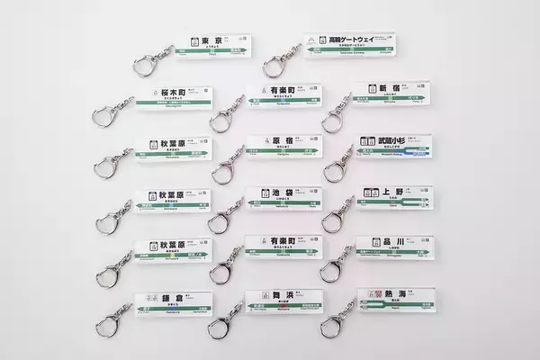 「JR東日本 駅看板アクリルキーホルダーをガチャCAN自販機で4月10日より販売開始」の画像