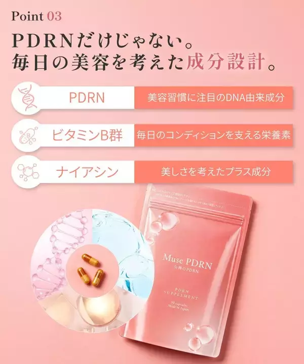 「“飲むPDRN”という新習慣。原料中のPDRN含有を試験で確認したサプリメント「Muse PDRN」を9月14日に発売」の画像