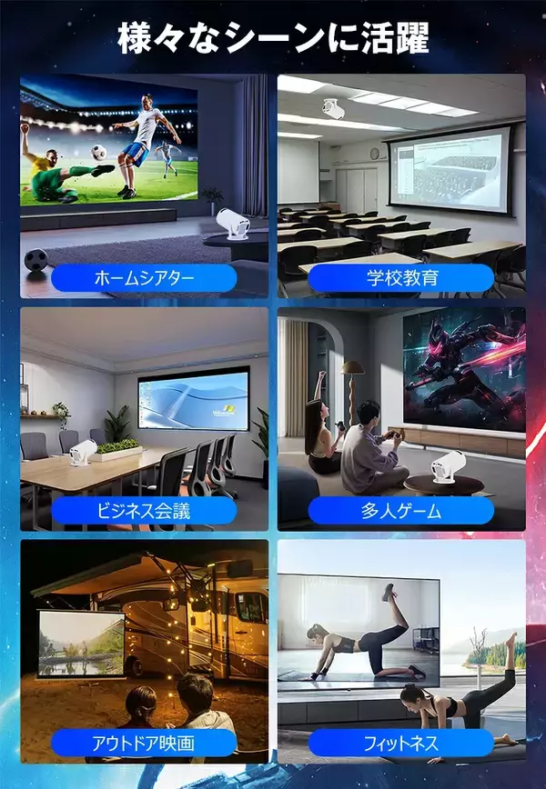 「天井に映したら、もうテレビに戻れない。Android TV搭載、寝ながら映画・動画を楽しめる。天井投影×高画質で人気急上昇のスマートプロジェクター登場」の画像