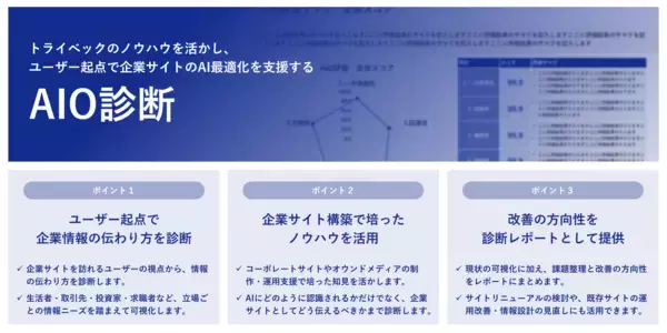 「ユーザー起点で企業サイトのAI最適化を支援「AIO診断」を提供開始」の画像