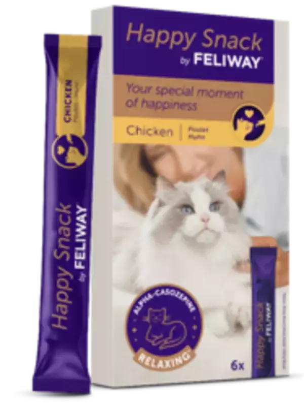 猫の穏やかな毎日を、もっとおいしく、もっと手軽に　α-カソゼピン配合の猫用おやつ「ハッピースナック by フェリウェイ(R)」新発売のお知らせ