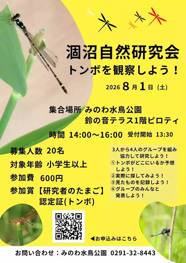 【茨城・鉾田市】涸沼で自然観察会「トンボを観察しよう！」8月1日(土)に開催