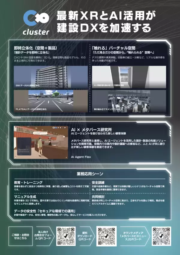 「クラスター×鹿島建設、建設DXの未来を語る！12/10（水）からの【JAPAN BUILD TOKYO】「デジタルツインで実現する現実拡張インフラ」共同セミナー登壇！さらに初出展決定」の画像