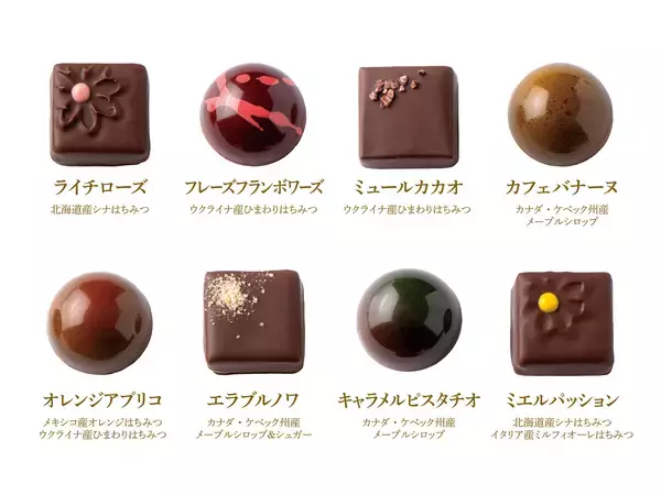 「はちみつメーカー直営「パティスリーQBG」が作る、はちみつと果実が主役のチョコレート！1月21日(水)よりバレンタイン向けボンボンショコラ発売」の画像